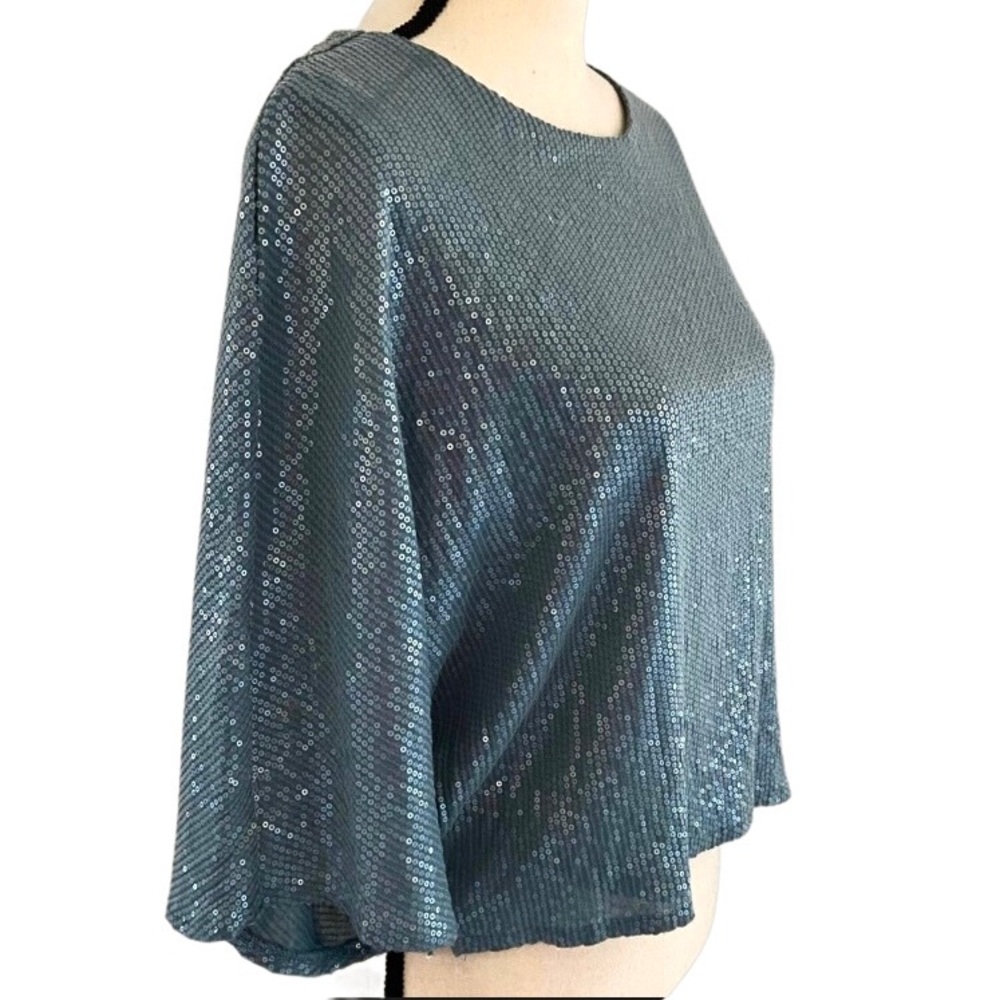 NEW Jennifer Lopez Sequin Half Sleeve Blouse X-Small - Picture 5 of 10